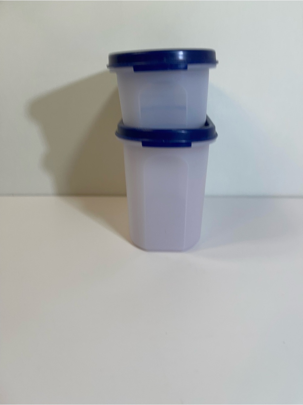 Tupperware Oval Modular Mates Lot Of 2 w/ BLUE Lids #1-2Cup & #2-4 3/4 Cup Retro